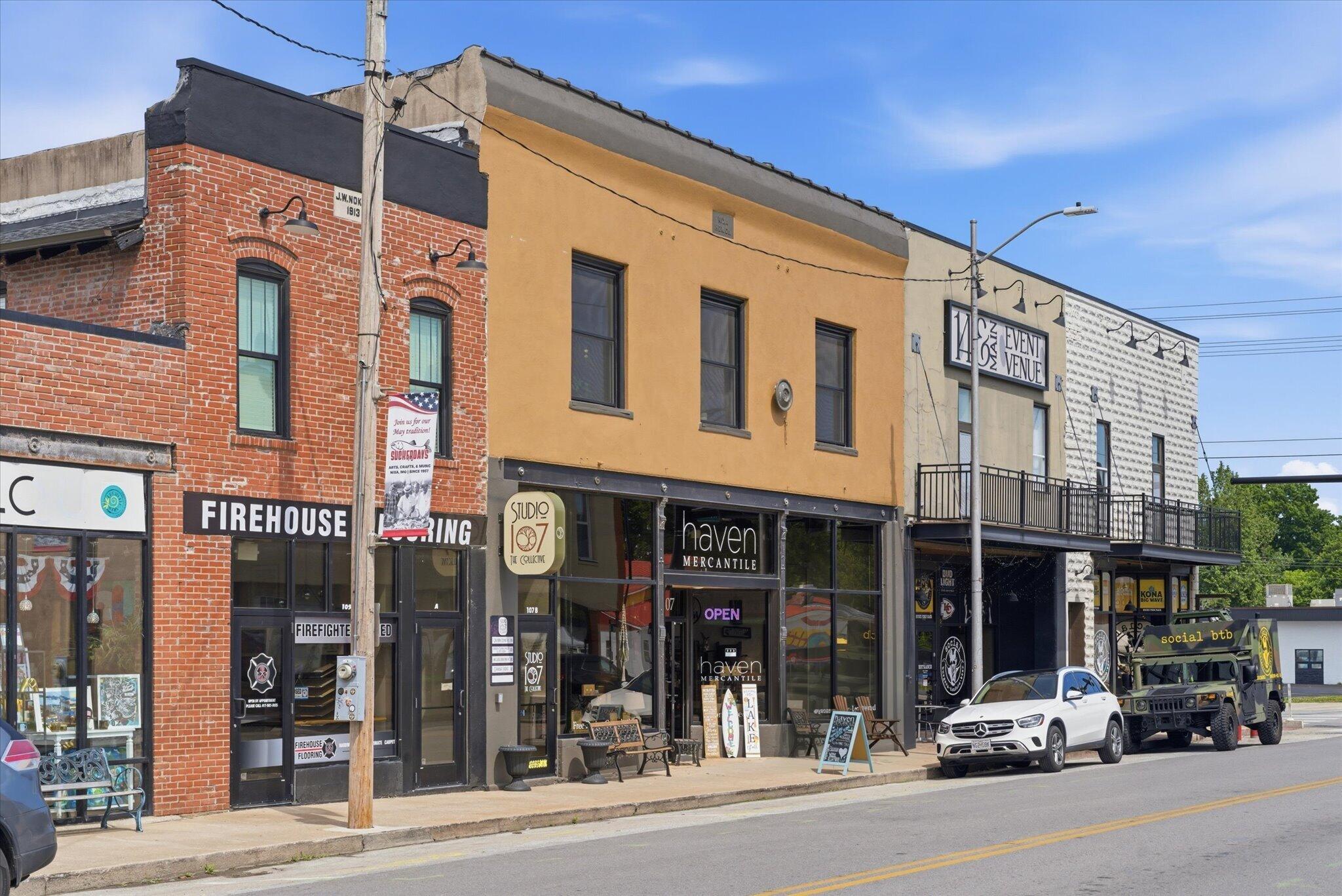 The Hardware Offices building on South Main Street in downtown Nixa, with the mercantile storefront below